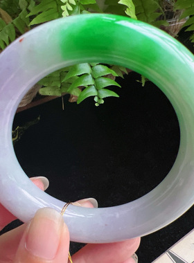 圆条58圈口缅甸天然A货老坑种玉镯平洲翡翠手镯精选编号048D0331E