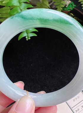 圆条55圈口缅甸天然A货老坑种玉镯平洲翡翠手镯精选编号059D0418E