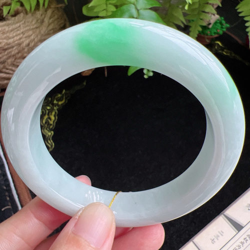 57圈口缅甸天然A货老坑种玉镯平洲翡翠手镯精选编号057D0406E