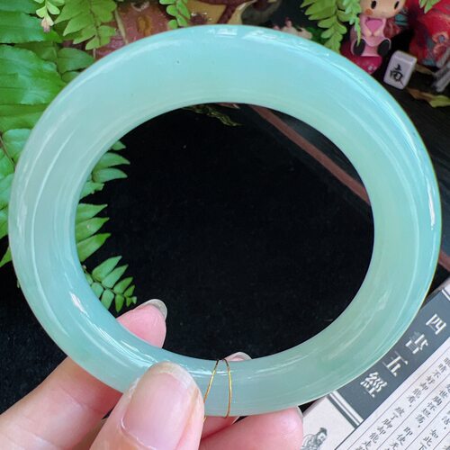 圆条55圈口缅甸天然A货老坑种玉镯平洲翡翠手镯精选编号043D1007E