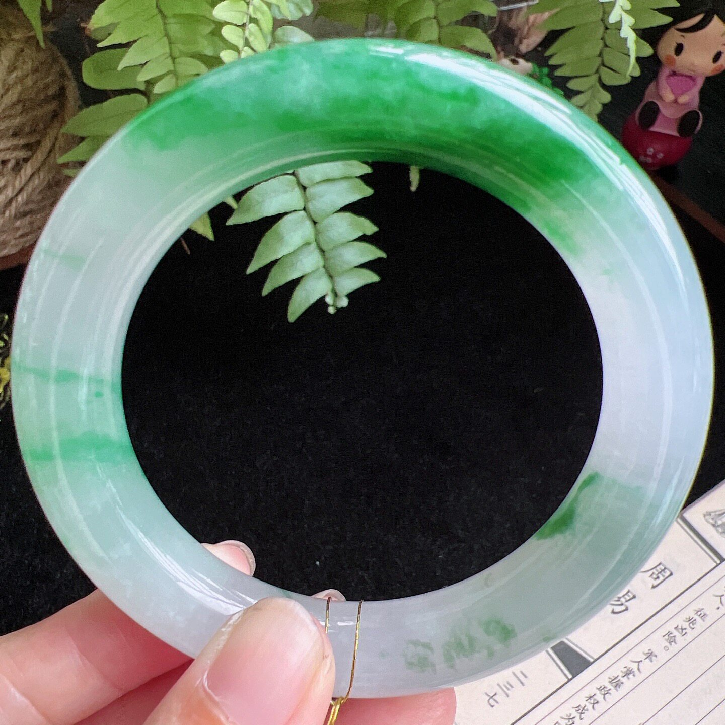 圆条60圈口缅甸天然A货老坑种玉镯平洲翡翠手镯精选编号099D0415E