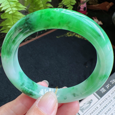 正圈55圈口缅甸天然A货老坑种翡翠手镯玉镯子平洲直供086D0128