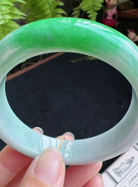 正圈56圈口缅甸天然A货老坑种翡翠手镯玉镯子平洲直供086D0128