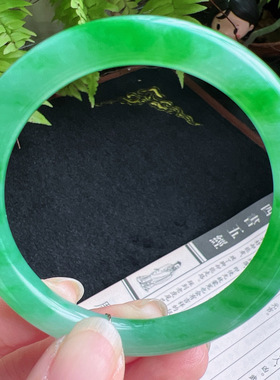 圆条53圈口缅甸天然A货老坑种翡翠手镯玉镯子平洲直供001D0204