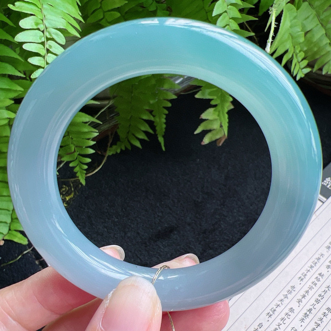 圆条54圈口缅甸天然A货老坑种翡翠手镯玉镯子平洲翡翠手镯精选