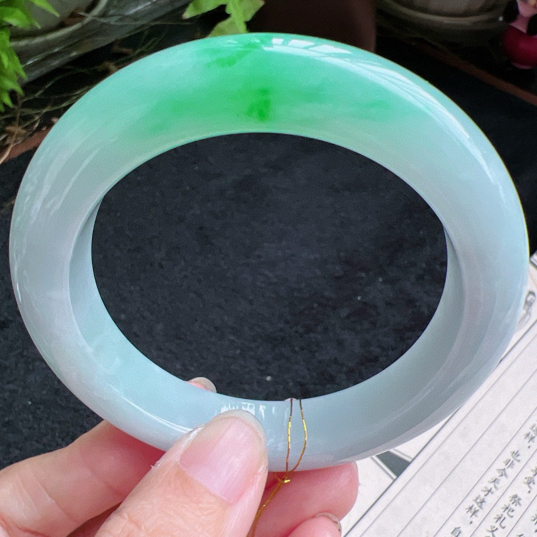 57圈口缅甸天然A货老坑种翡翠手镯玉镯子平洲翡翠手镯精选