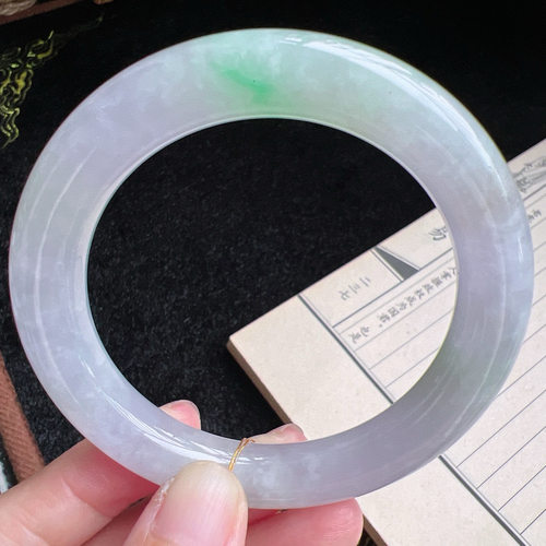 圆条57圈口缅甸天然A货老坑种玉镯平洲翡翠手镯精选编号057D0406E