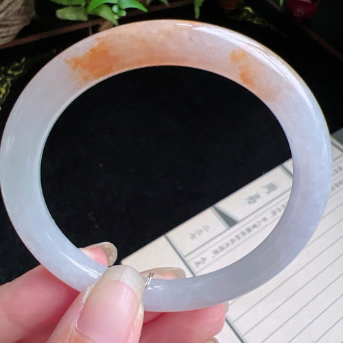 圆条52圈口缅甸天然A货老坑种玉镯平洲翡翠手镯精选编号046D0405E