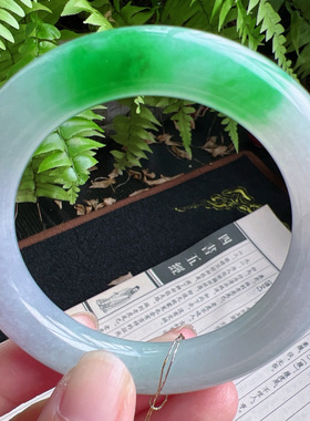 圆条54圈口缅甸天然A货老坑种玉镯平洲翡翠手镯精选编号099D0307E