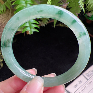 圆条54圈口缅甸天然A货老坑种玉镯平洲翡翠手镯精选编号051D0328E