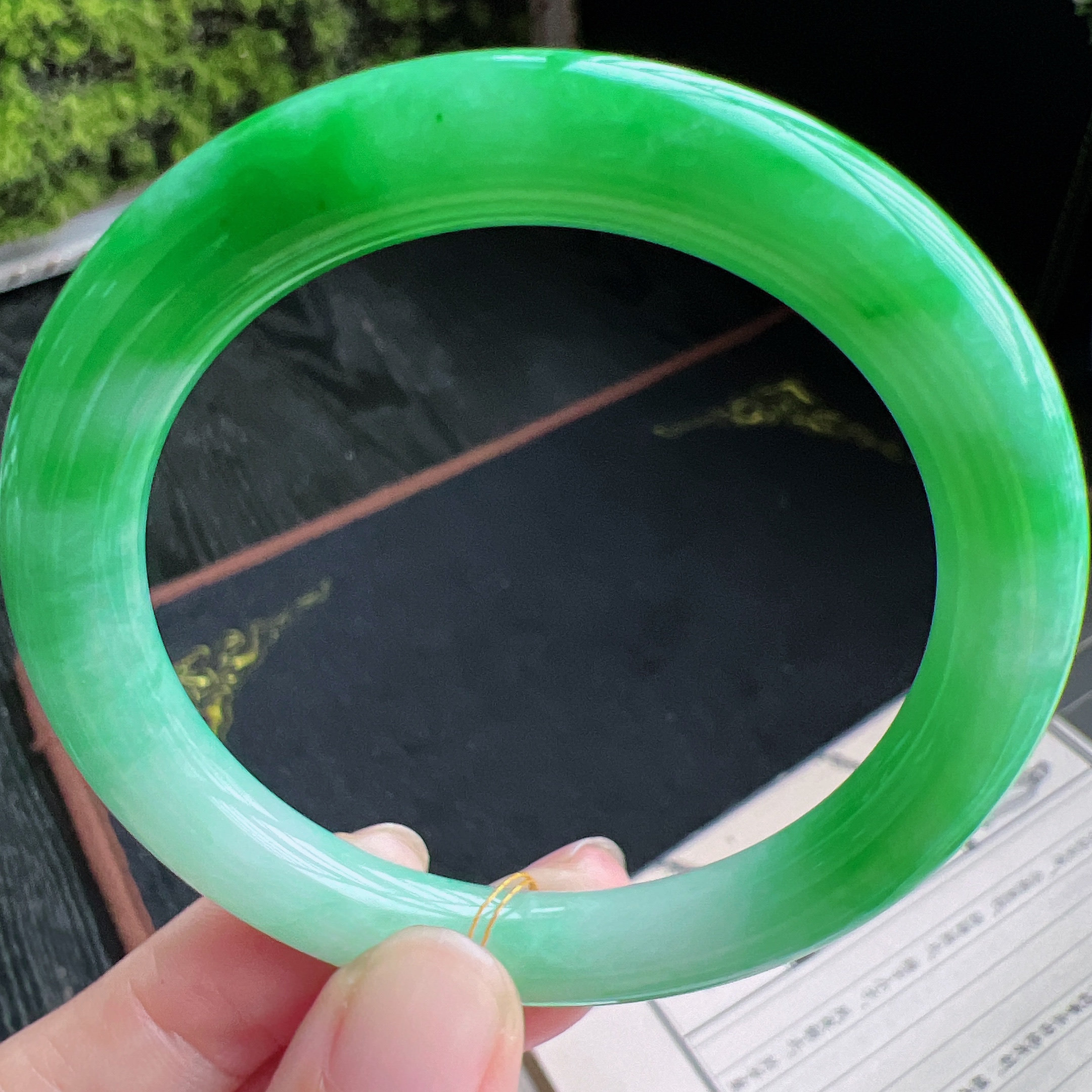 圆条55圈口缅甸天然A货老坑种翡翠手镯玉镯子平洲翡翠手镯精选