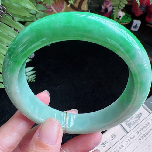 62圈口缅甸天然A货老坑种玉镯平洲翡翠手镯精选编号049D0930E