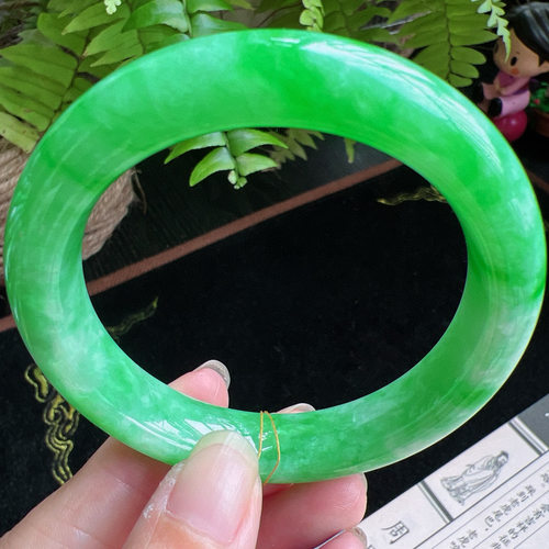 56圈口缅甸天然A货老坑种玉镯平洲翡翠手镯精选编号049D0317E