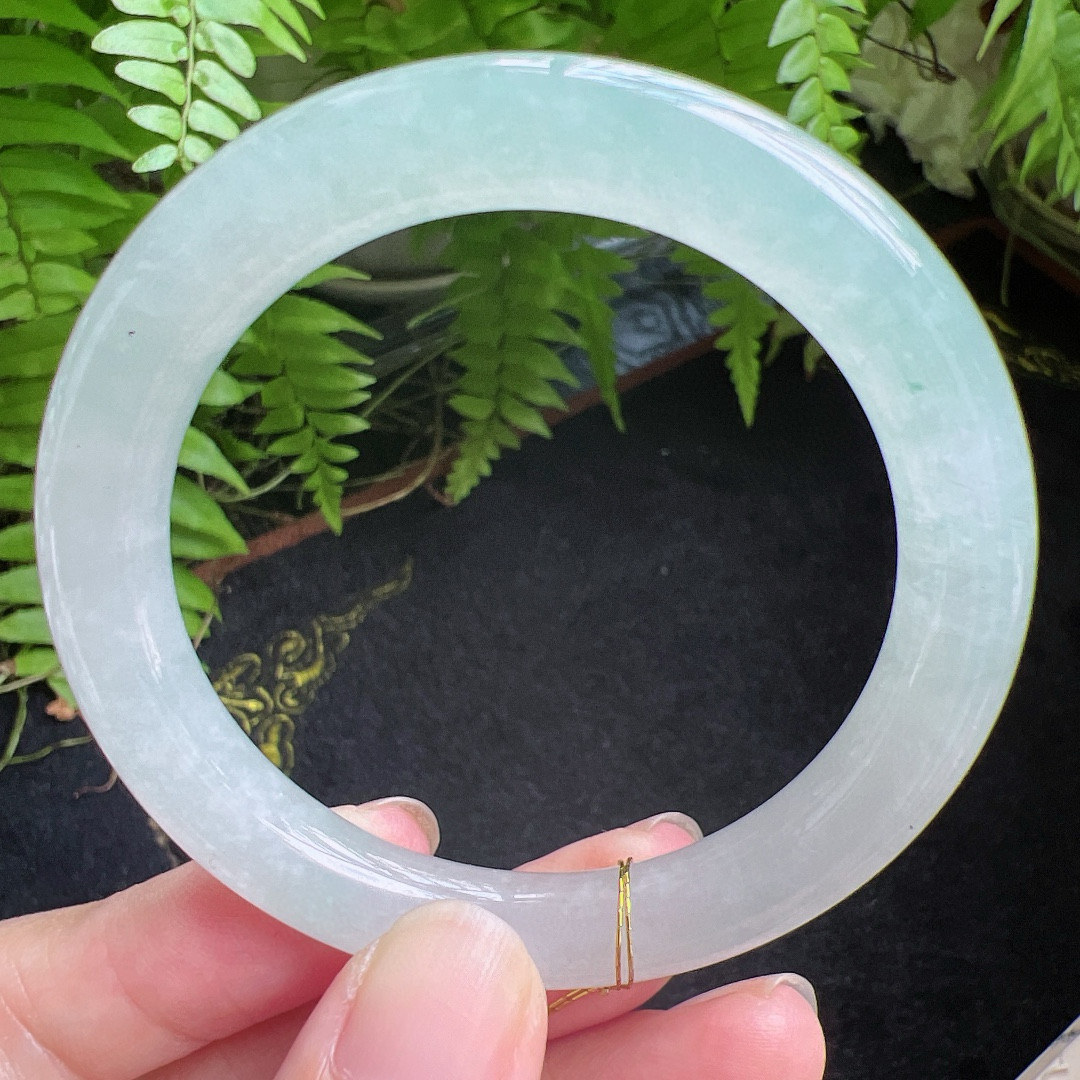 圆条50圈口缅甸天然A货老坑种翡翠手镯玉镯子平洲翡翠手镯精选