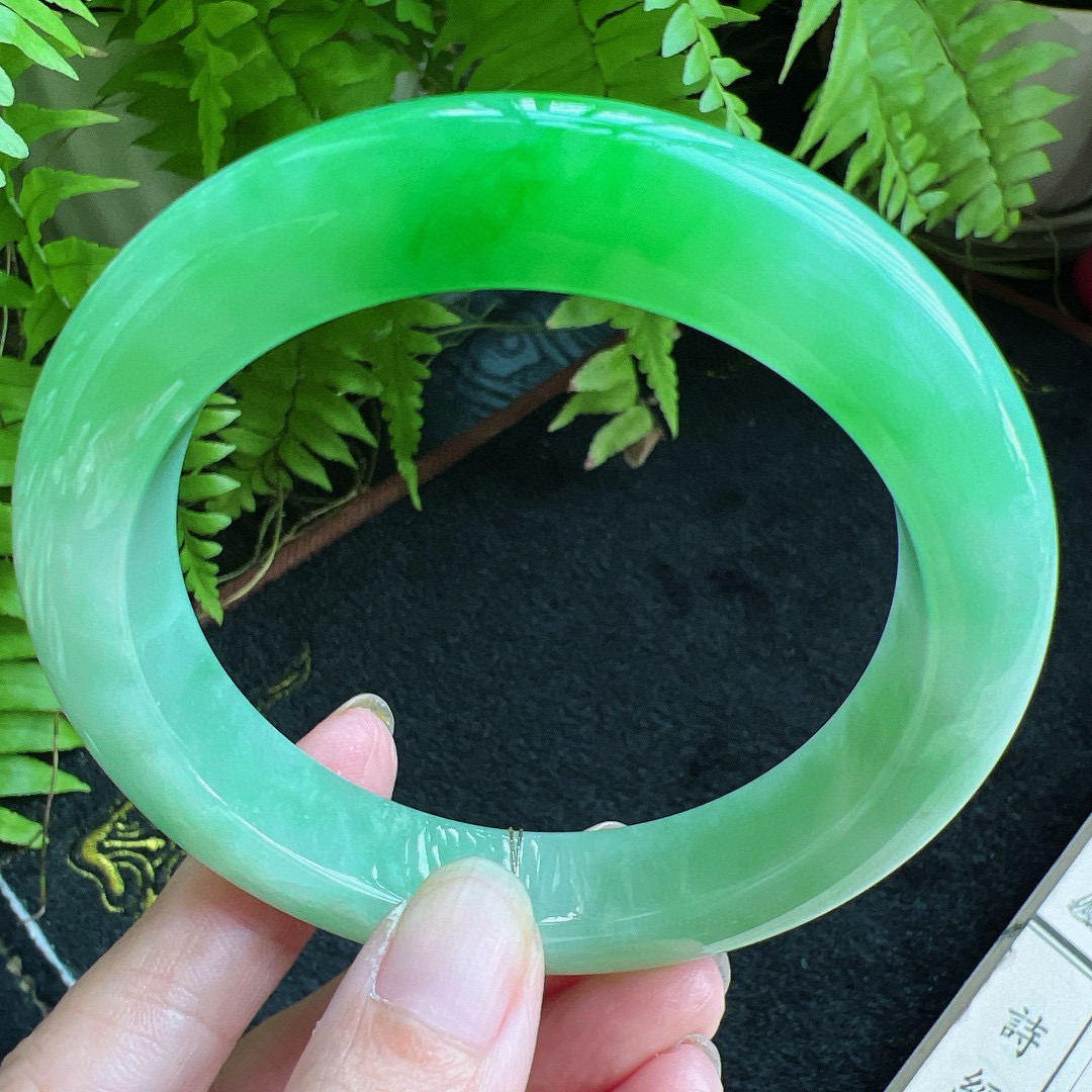 61圈口缅甸天然A货老坑种翡翠手镯玉镯子平洲翡翠手镯精选