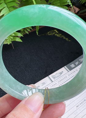 59圈口缅甸天然A货老坑种翡翠手镯玉镯子平洲直供077D0208E