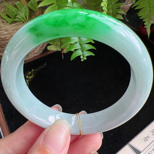 55圈口缅甸天然A货老坑种玉镯平洲翡翠手镯精选编号086D0402E