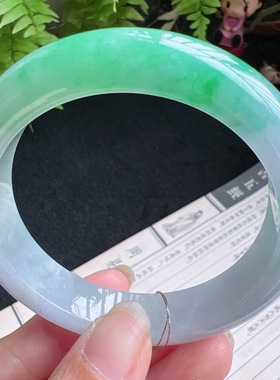 57圈口缅甸天然A货老坑种翡翠手镯玉镯子平洲直供001D0209