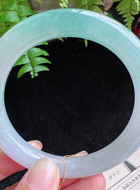 圆条59圈口缅甸天然A货老坑种玉镯平洲翡翠手镯精选编号059D0418E