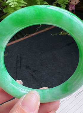 圆条56圈口缅甸天然A货老坑种翡翠手镯玉镯子平洲直供077D0130E