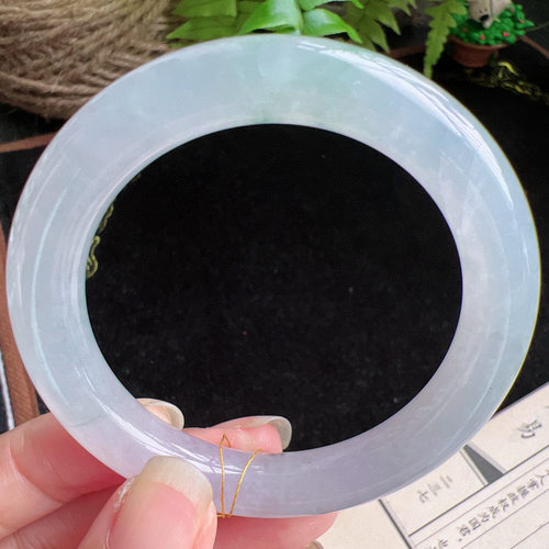 圆条51圈口缅甸天然A货老坑种玉镯平洲翡翠手镯精选编号046D0403E