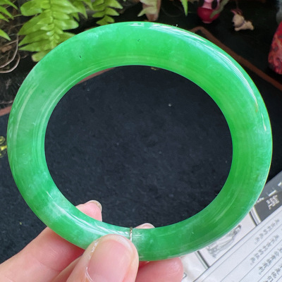 圆条54圈口缅甸天然A货老坑种翡翠手镯玉镯子平洲直供099D0128