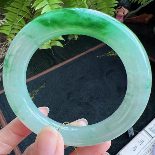 圆条57圈口缅甸天然A货老坑种翡翠手镯玉镯子平洲直供001D0202