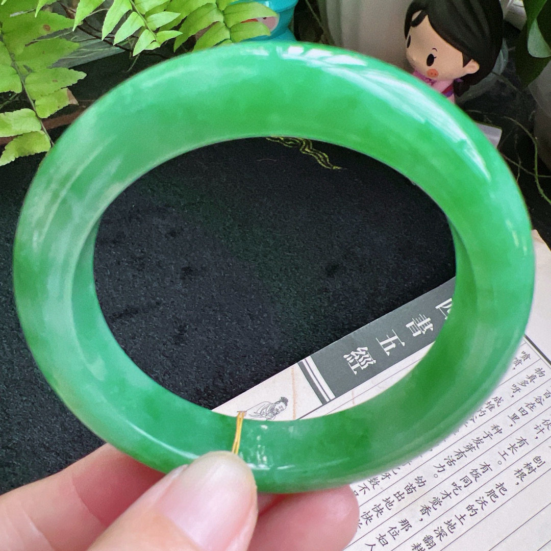 54圈口缅甸天然A货老坑种翡翠手镯玉镯子平洲翡翠手镯精选