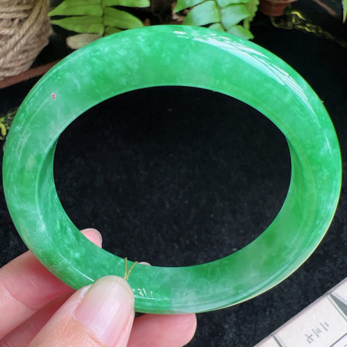 54圈口缅甸天然A货老坑种玉镯平洲翡翠手镯精选编号064D0411E