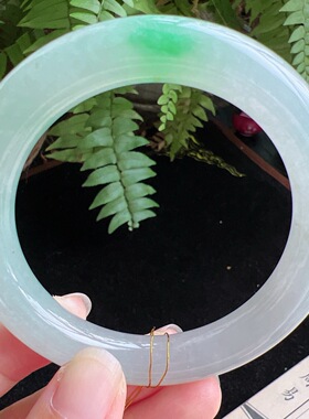 圆条57圈口缅甸天然A货老坑种玉镯平洲翡翠手镯精选编号047D0626E