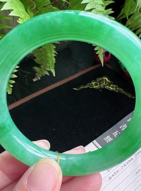 圆条54圈口缅甸天然A货老坑种玉镯平洲翡翠手镯精选编号047D0311E