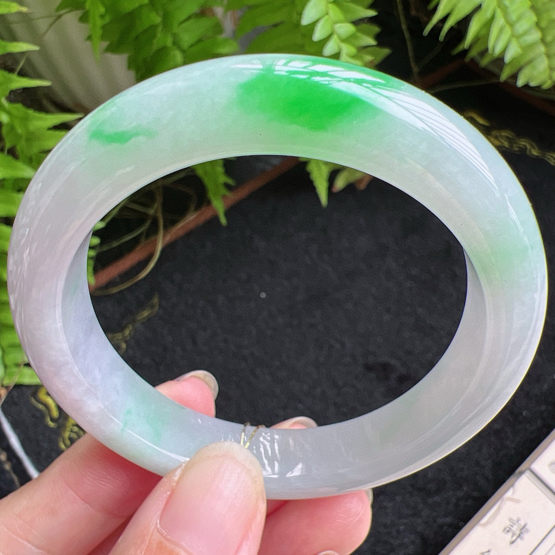 50圈口缅甸天然A货老坑种翡翠手镯玉镯子平洲翡翠手镯精选