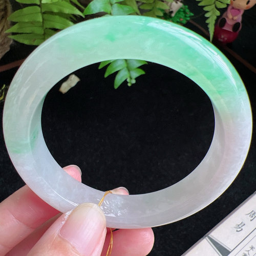 52圈口缅甸天然A货老坑种玉镯平洲翡翠手镯精选编号046D0411E