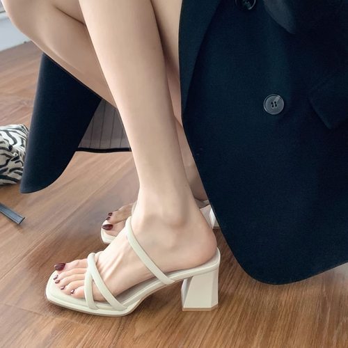 高级感粗跟拖鞋女夏季外穿配裙子