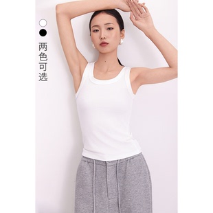 修身 春夏外穿打底衫 吊带背心黑白 女2025新款 背心针织休闲内搭无袖