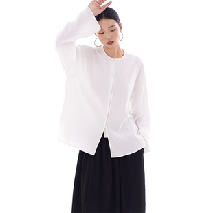 2026年新款 女装 简约纯色chic宽松白色 上衣衬衣外套春夏秋小衫 衬衫