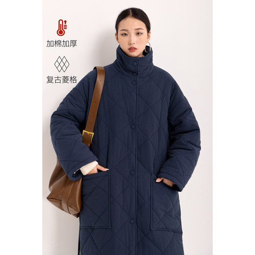 加厚保暖宽松立领棉服棉袄中长款