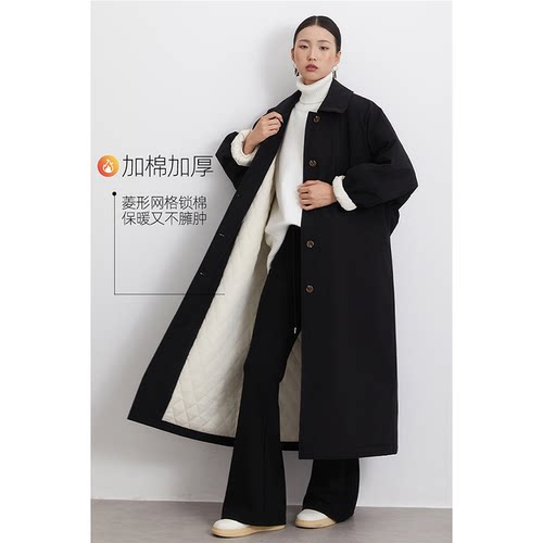 CR加厚风衣外套宽松茧型长款棉服