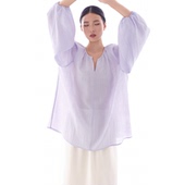罩衫 衬衫 紫色 2026年新款 chic气质松弛长袖 上衣衬衣春夏秋小衫 女装