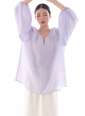衬衫上衣衬衣春夏秋小衫女装2026年新款chic气质松弛长袖罩衫紫色