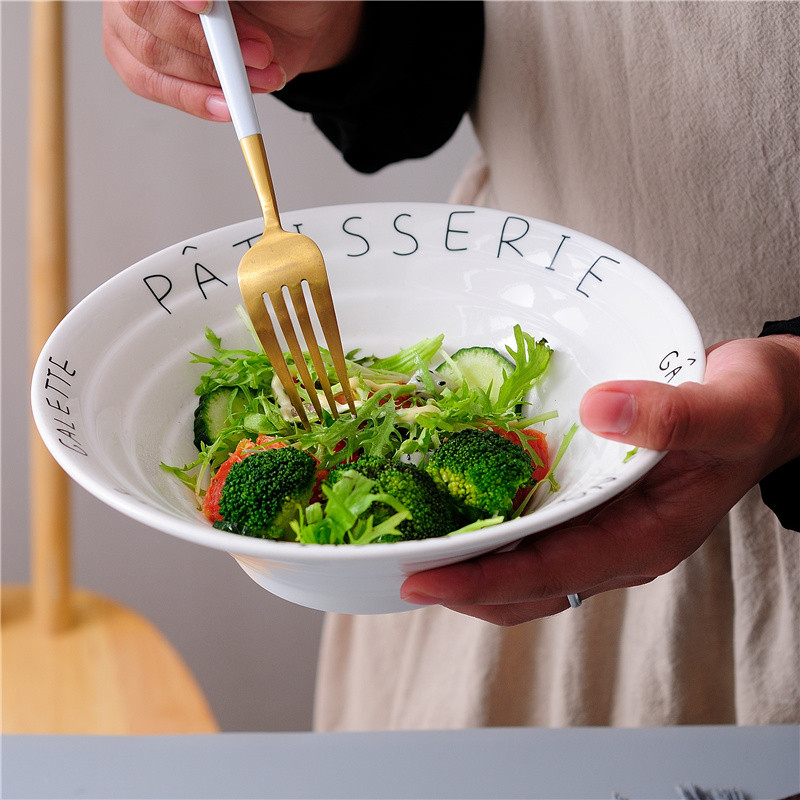 创意沙拉碗陶瓷面条碗喇叭碗日式