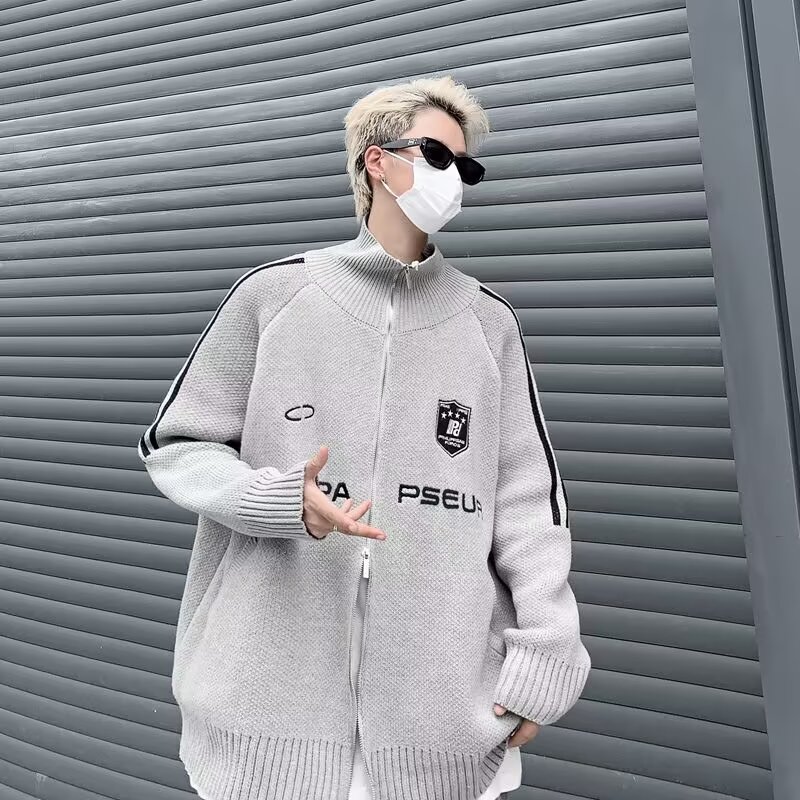 MA513-P65针织机绣毛衣开衫加厚秋冬款翻领外套,男装针织衫/毛衣,星座1611A