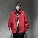 MA519-P60压皱面料拉链夹克外套送胸针徽章，男装夹克，星座1611A