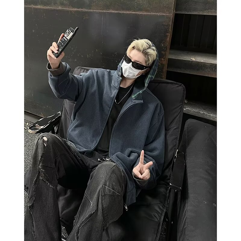 MA537-P65纯棉水洗拼接连帽拉链卫衣，男装卫衣，星座1611A