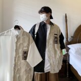 MA296-P37痞帅拼接衬衫短袖夏季港风复古休闲衬衣设计感外套，男装西服，星座1611A