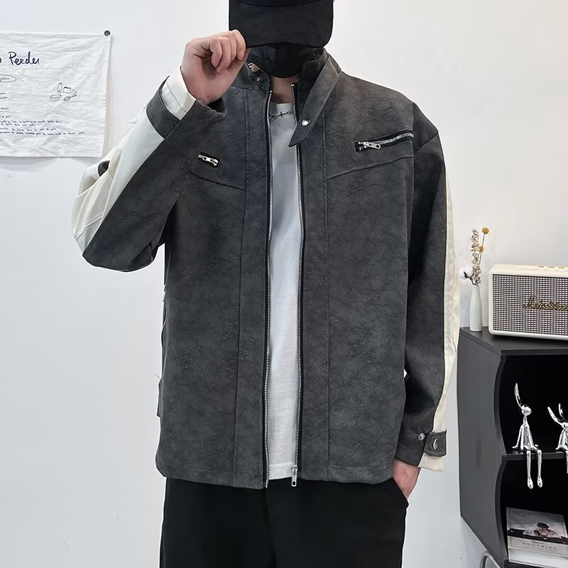 MA659-P78美式复古磨砂皮衣外套高级感pu皮骑行服潮牌痞帅皮夹克,男装夹克,星座1611A