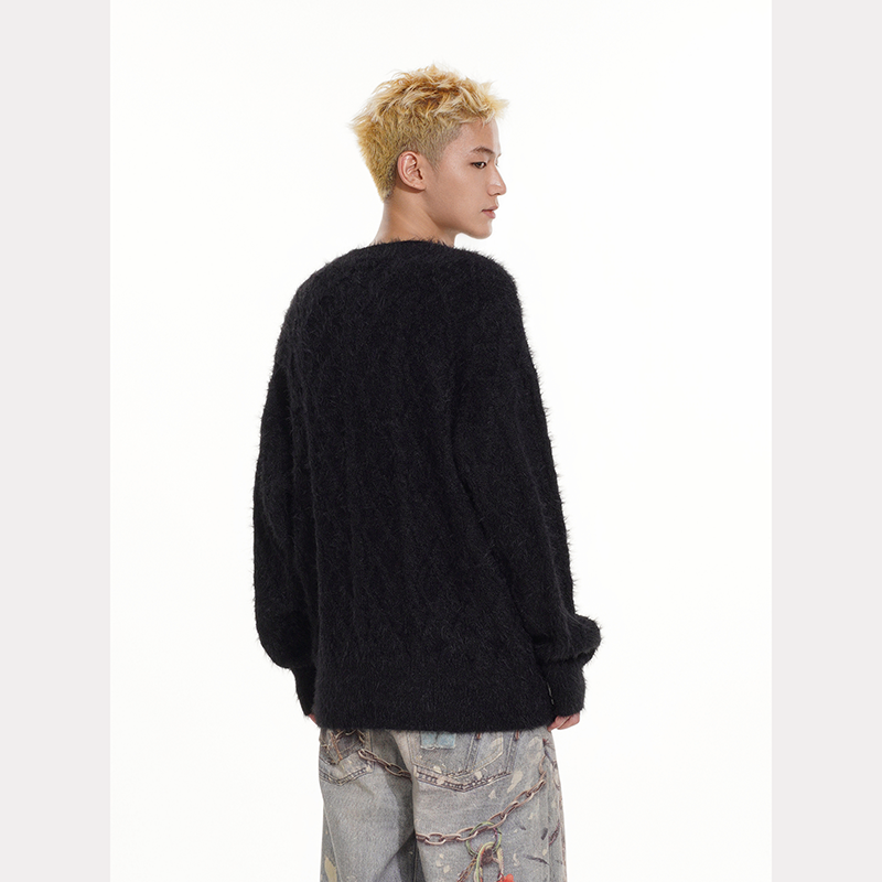 MA490-P67套头水貂毛金属装饰纯色毛衣,男装针织衫/毛衣,星座1611A