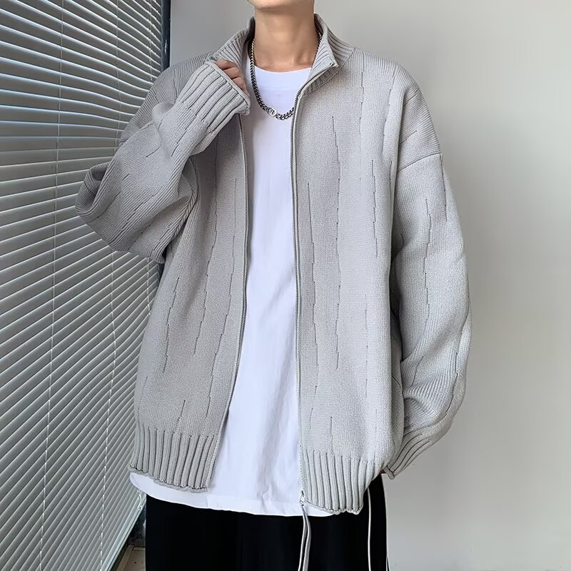 MA636-P65痞帅立领针织开衫外套新款慵懒风宽松休闲毛衣潮,男装针织衫/毛衣,星座1611A
