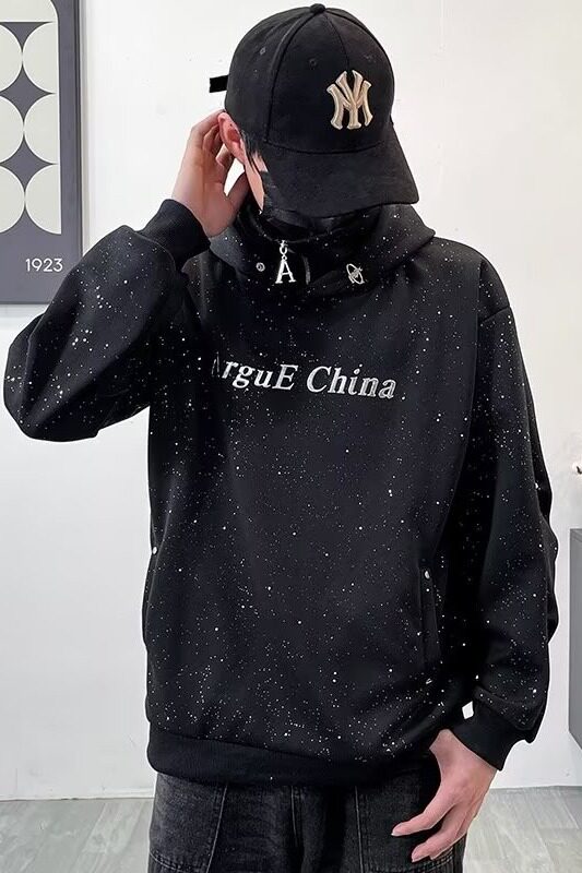 MA661-P58满天星设计感卫衣春秋款高领连帽外套美式重磅秋季卫衣,男装卫衣,星座1611A