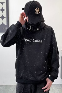 MA661-P58满天星设计感卫衣春秋款高领连帽外套美式重磅秋季卫衣图片